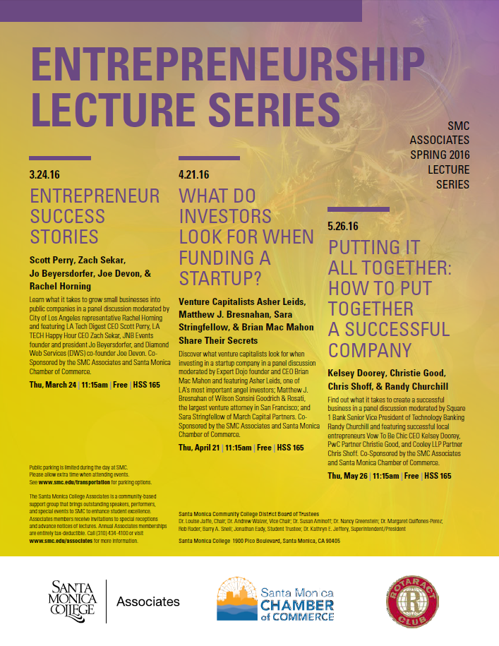 Spring 2016 - Entrepreneurship Lecture Series