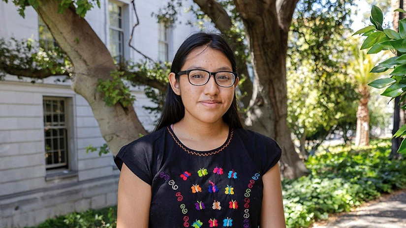 Recent SMC Law Pathway Program graduate Naydelin Chimil, who just transferred to UC Berkeley and plans on working for the City of Los Angeles in the future. Chimil has also interned as an L.A. city youth council member. (Photo Credit: UC Berkeley School of Journalism photographer Brittany Hosea-Small).